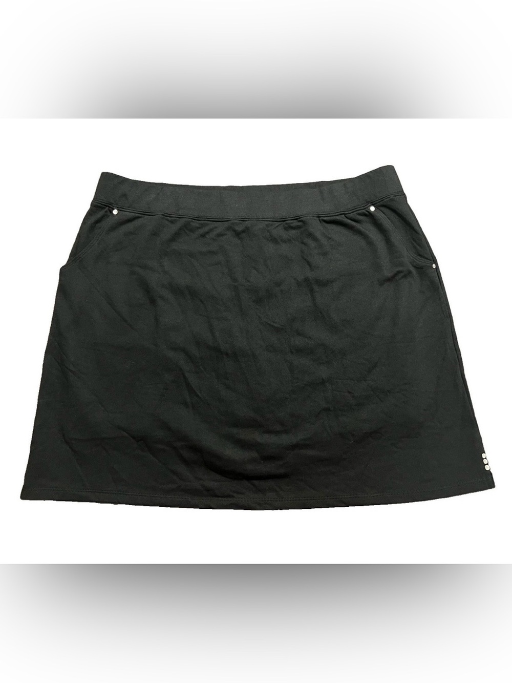 Quacker Factory Black French Terry Rhinestone Skort XL